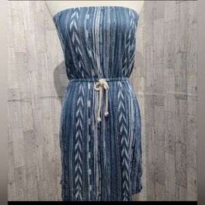 BILLABONG HALTERTOP DRESS blue and white size small